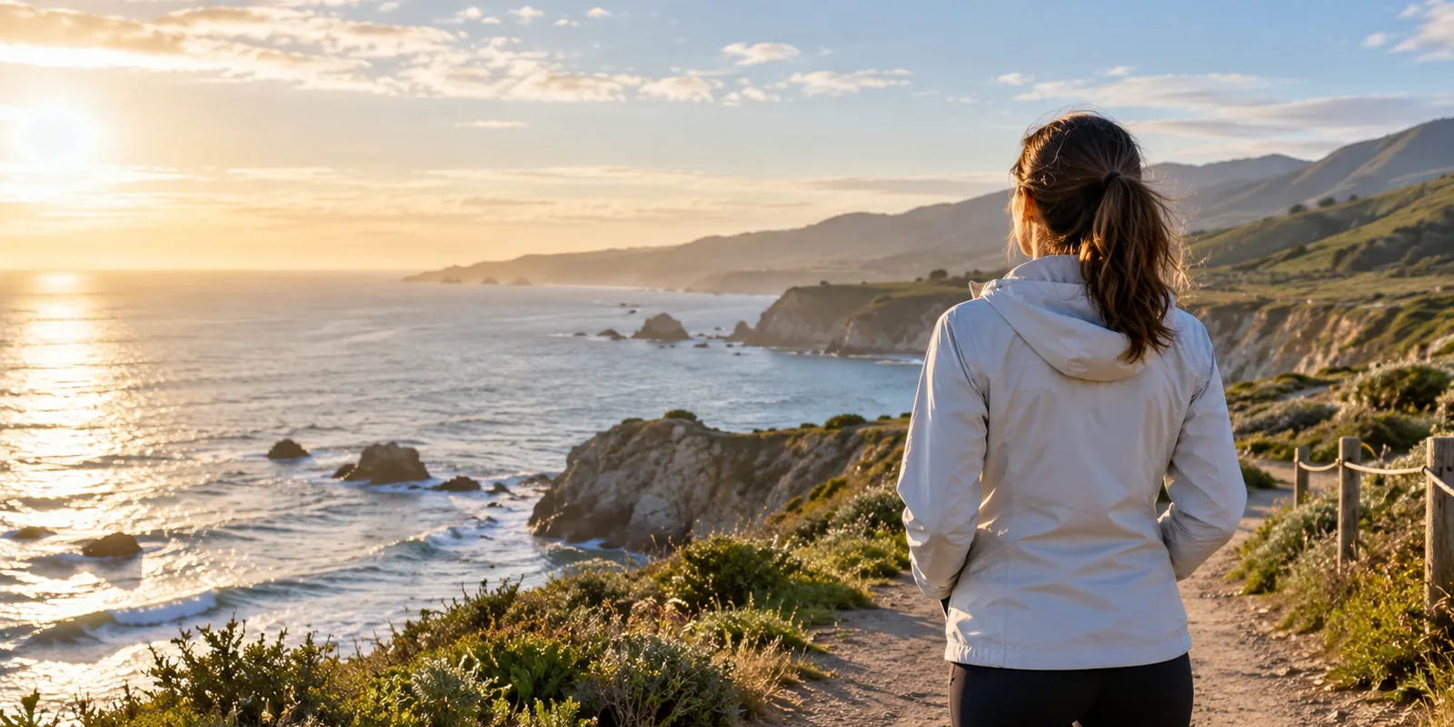 Person breathing on a coastal path for a Buteyko and asthma article